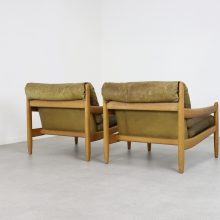 Vintage Carl Straub leather & patinated oak Brazillian style lounge chairs 1960s 1970s 7