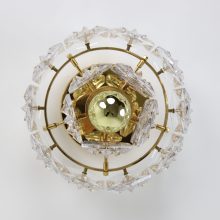 Vintage Kinkeldey brass & crystal glass flush mount cieling light 1970s German design 1