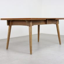 Vintage extendable Danish dining table in the manner of Hans J. Wegner AT 312 teak & oak Andreas Tuck 1950s 1