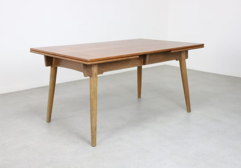 Vintage extendable Danish dining table in the manner of Hans J. Wegner AT 312 teak & oak Andreas Tuck 1950s 3