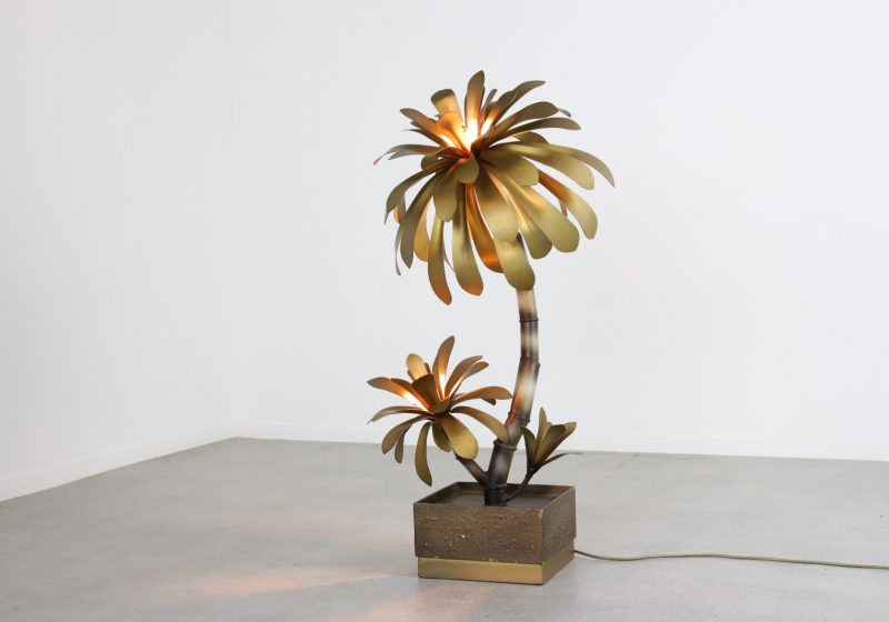 Vintage palm tree floor lamp attributed to Maison Jansen - Hollywood regency floor lamp 1970s 1