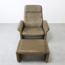 De Sede DS-50 Lounge chair & ottoman - Mid century Swiss design nech leather recliner 1970s - Vintage design buffelleer fauteuil voetenbank 2