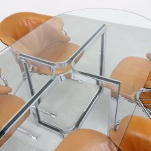 Gastone Rinaldi oval dining table by Thema Italy glass chromed metal 1970s - Vintage Italiaans design eetkamertafel ovaal 3