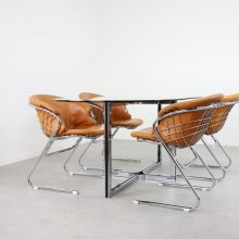 Gastone Rinaldi oval dining table by Thema Italy glass chromed metal 1970s - Vintage Italiaans design eetkamertafel ovaal 4