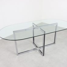 Gastone Rinaldi oval dining table by Thema Italy glass chromed metal 1970s - Vintage Italiaans design eetkamertafel ovaal 7