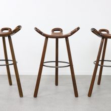 Mid century Spanish Marbella brutalist bar stools in the style of Sergio Rodrigues - Vintage design barkrukken 3