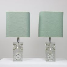 Pair of vintage \'Eclisse\' table lamps by Poliarte, Italy 1970s murano glass cubes 8