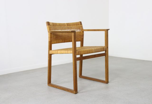 Vintage Børge Mogensen model BM62 patinated oak & cane armchair for P. Lauritsen & Sons 1957 1950s Danish design 1