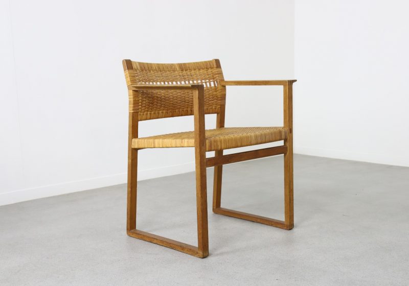 Vintage Børge Mogensen model BM62 patinated oak & cane armchair for P. Lauritsen & Sons 1957 1950s Danish design 1