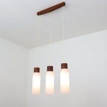 Vintage Scandinavian pendants lights hanging lamp brass teak glass 1960s Vintage Scandinavische hanglamp 1