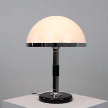 Vintage Temde Leuchten modell 5522 mushroom table lamp acrylic chrome wood 1970s Swiss design lighting 1