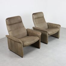 Vintage pair of De Sede DS-50 Lounge chairs - Mid century Swiss design neck leather recliner 1970s 2