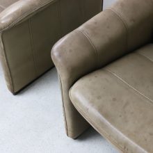 Vintage pair of De Sede DS-50 Lounge chairs - Mid century Swiss design neck leather recliner 1970s 5