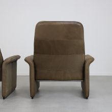 Vintage pair of De Sede DS-50 Lounge chairs - Mid century Swiss design neck leather recliner 1970s 7