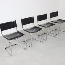 Vintage tubular cantilever Bauhaus dining chairs in the manner of Mart Stam Thonet 1970s 2