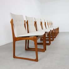 Set of 8 vintage Danish dining chairs by Vamdrup Stolefabrik sculptural teak 1960s - Vintage Deense eetkamerstoelen 2