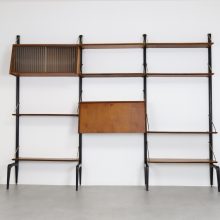 Vintage Louis van Teeffelen for Wébé mid century Dutch design free standing wall unit teak brass 1950s 1960s 2