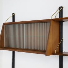 Vintage Louis van Teeffelen for Wébé mid century Dutch design free standing wall unit teak brass 1950s 1960s 6