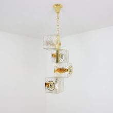 Vintage Toni Zuccheri for VeArt Murano glass & brass hanging lamp 1970s - Mid century Italian design pendant lighting 2