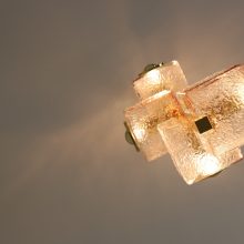 Vintage Toni Zuccheri for VeArt Murano glass & brass hanging lamp 1970s - Mid century Italian design pendant lighting 7