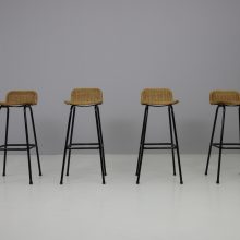 Dirk van Sliedregt - Rohe Noordwolde vintage Nederlands design barkrukken - mid century Dutch design wicker bar stools 1960s 1