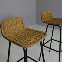 Dirk van Sliedregt - Rohe Noordwolde vintage Nederlands design barkrukken - mid century Dutch design wicker bar stools 1960s 2