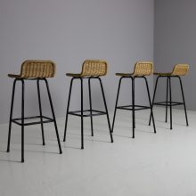 Dirk van Sliedregt - Rohe Noordwolde vintage Nederlands design barkrukken - mid century Dutch design wicker bar stools 1960s 6