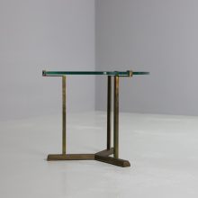 Peter Ghyczy vintage T37 side table patinated brass & glass Hollywood regency style 1970s 2