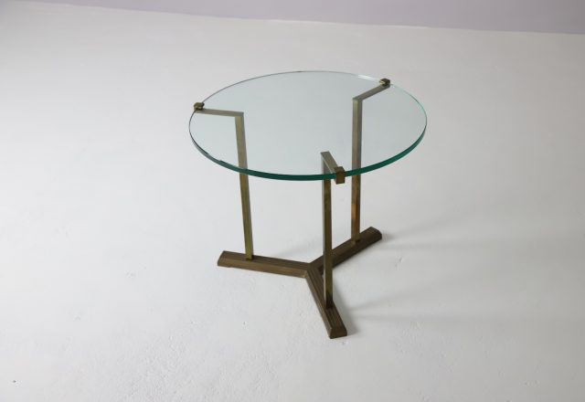 Peter Ghyczy vintage T37 side table patinated brass & glass Hollywood regency style 1970s 6