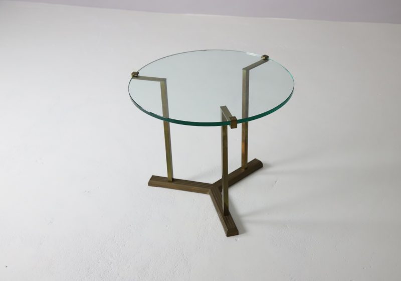 Peter Ghyczy vintage T37 side table patinated brass & glass Hollywood regency style 1970s 6