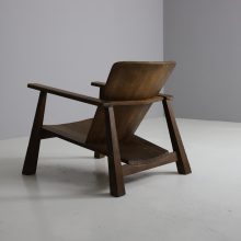 Early modernist lounge chair patinated oak 1940s mid century Dutch design 7