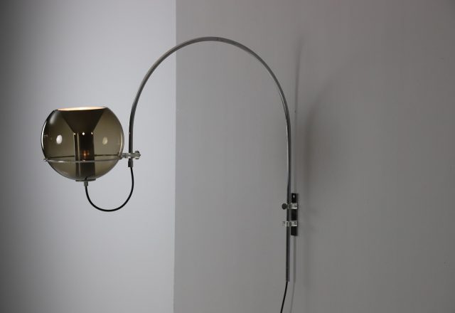 Frank Ligtelijn Sagittarius C-1514.22 Globe vintage arc wall light by Raak Amsterdam 1960s mid century Dutch design 1