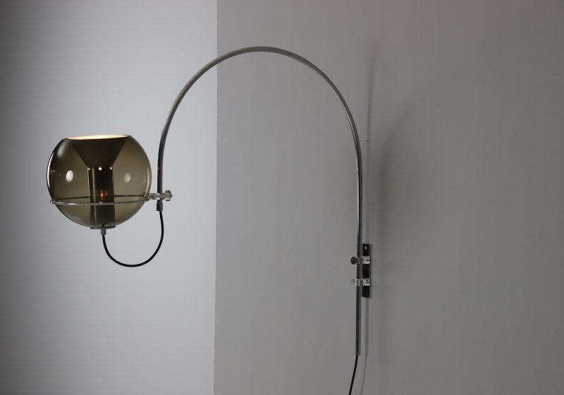 Frank Ligtelijn Sagittarius C-1514.22 Globe vintage arc wall light by Raak Amsterdam 1960s mid century Dutch design 1