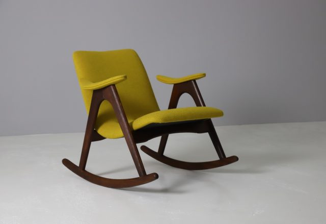 Louis van Teeffelen Webe teak rocking chair 1950s mid century Dutch design 1