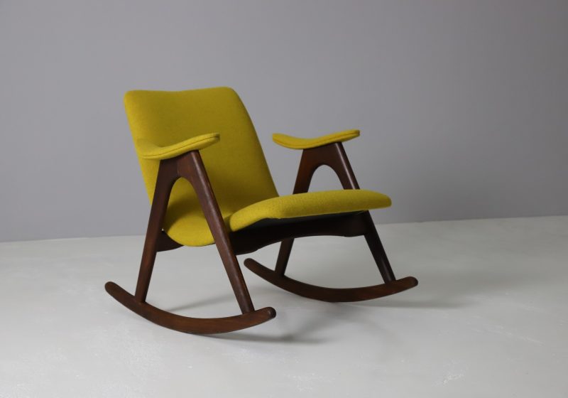 Louis van Teeffelen Webe teak rocking chair 1950s mid century Dutch design 1