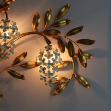 Large vintage Hans Kögl gilded floral wall light 1970s Hollywood regency style mid century German design palm lamp 2