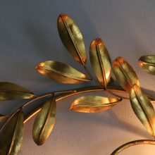 Large vintage Hans Kögl gilded floral wall light 1970s Hollywood regency style mid century German design palm lamp 3