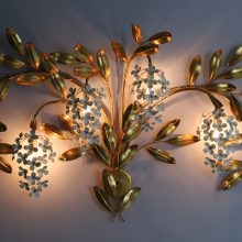 Large vintage Hans Kögl gilded floral wall light 1970s Hollywood regency style mid century German design palm lamp 5