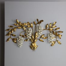 Large vintage Hans Kögl gilded floral wall light 1970s Hollywood regency style mid century German design palm lamp 7