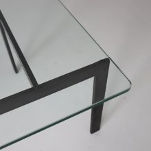 Mid century modernist wrought iron & glass coffee table in the manner of Poul Kjearholm PK61 1960s 2