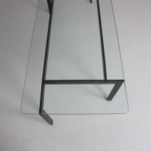 Mid century modernist wrought iron & glass coffee table in the manner of Poul Kjearholm PK61 1960s 4