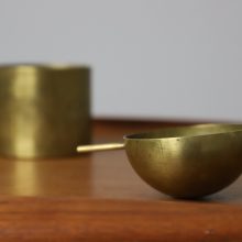 Arne Jacobsen Stelton Cylinda line rare first edition vintage patinated brass revolving ash tray 1968 1960s misattributed to the SAS hotel copenhagen 6