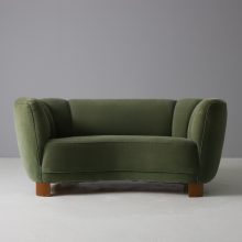 Early vintage Danish curved banana sofa 1930s 1940s Attributed to Slagelse Møbelværk and Viggo Boesen 2