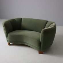 Early vintage Danish curved banana sofa 1930s 1940s Attributed to Slagelse Møbelværk and Viggo Boesen 4