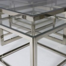 Maison Charles vintage chrome & glass coffee table : nesting tables Hollywood regency mid century French design 1960s 4