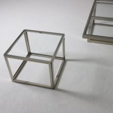 Maison Charles vintage chrome & glass coffee table : nesting tables Hollywood regency mid century French design 1960s 7