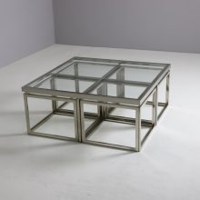 Maison Charles vintage chrome & glass coffee table : nesting tables Hollywood regency mid century French design 1960s 8