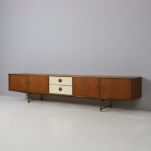 Rare William Watting Wim Crouwel low sideboard by Fristho Franeker in teak & brass, 1954 1950s Vintage modernist Dutch design 2