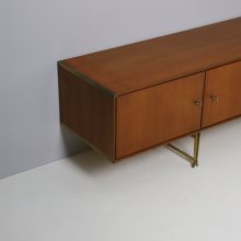 Rare William Watting Wim Crouwel low sideboard by Fristho Franeker in teak & brass, 1954 1950s Vintage modernist Dutch design 4