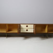 Rare William Watting Wim Crouwel low sideboard by Fristho Franeker in teak & brass, 1954 1950s Vintage modernist Dutch design 5